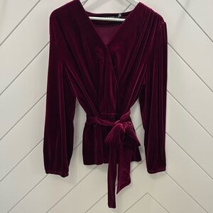 Lauren Burgundy Velvet Long Sleeve Top